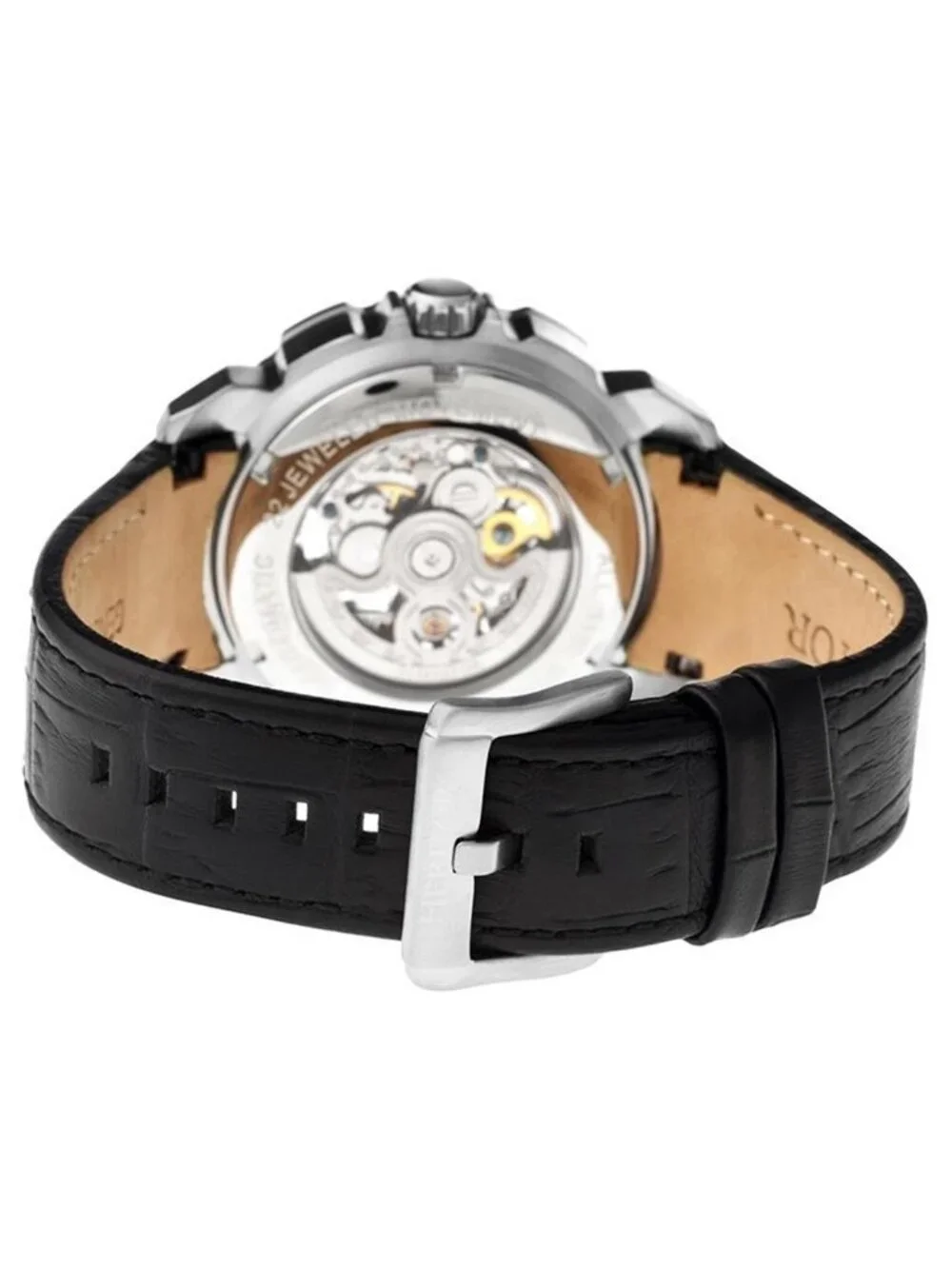 NWT Heritor Carter Silver Skeleton Dial Black Leather Men's Watch